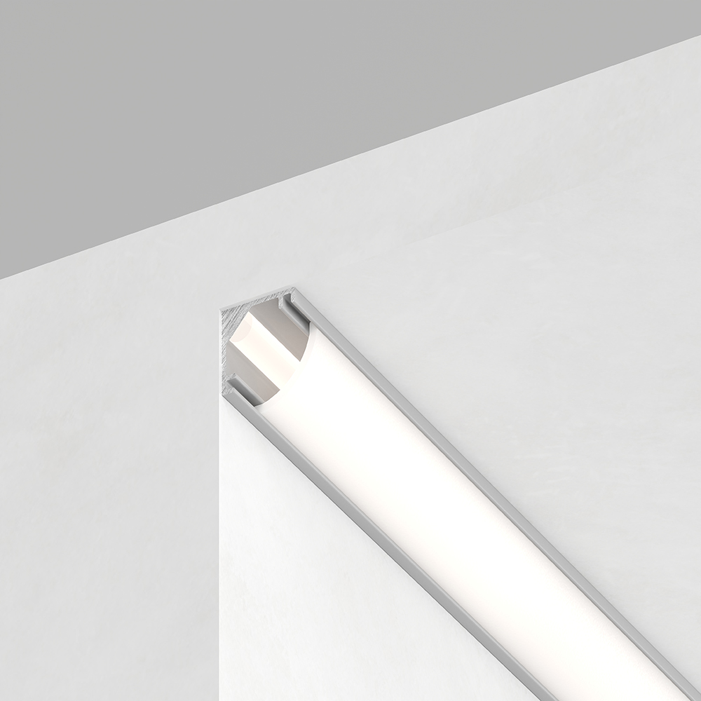 Купить Профиль алюминиевый "угловой круглый 7.9*7.9мм", серебро, CAB240 (в комплекте с матовым экраном, 2 заглушками, 4 крепежами) FERON по цене производителя в официальном интернет-магазине shop.feron.ru