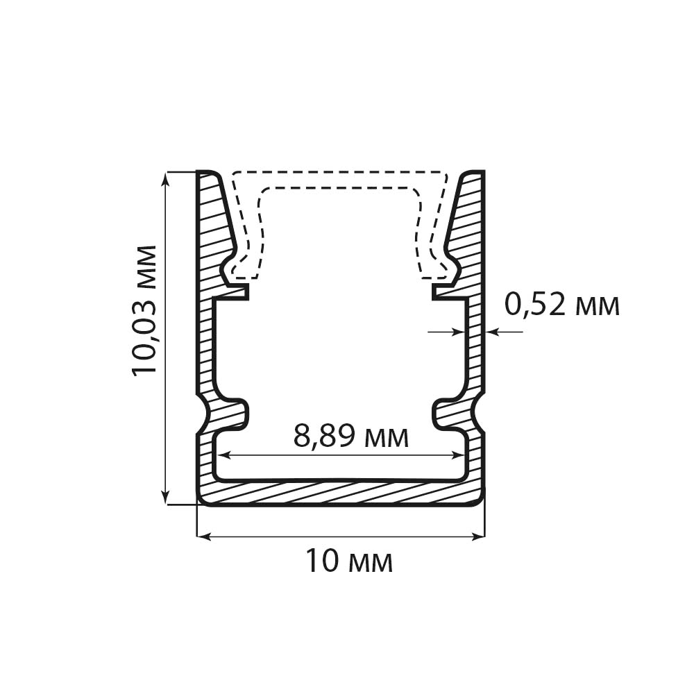 Купить Профиль алюминиевый накладной, 10х10мм, серебро, CAB243 (в комплекте с матовым экраном, 2 заглушками, 4 крепежами) FERON по цене производителя в официальном интернет-магазине shop.feron.ru