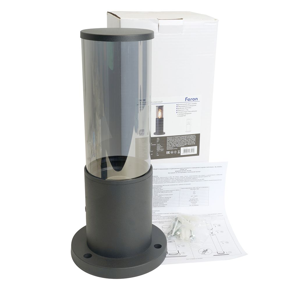 Светильник садово-парковый Feron DH1303, столб,  E27 230V, черный от компании Ферон по цене 