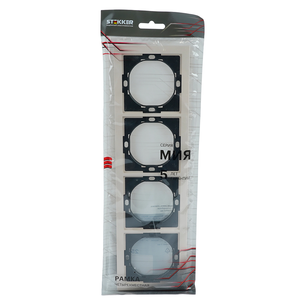 Рамка 4-местная, STEKKER, серия Мия, PFR00-3004-08, пудровый жемчуг от компании Stekker