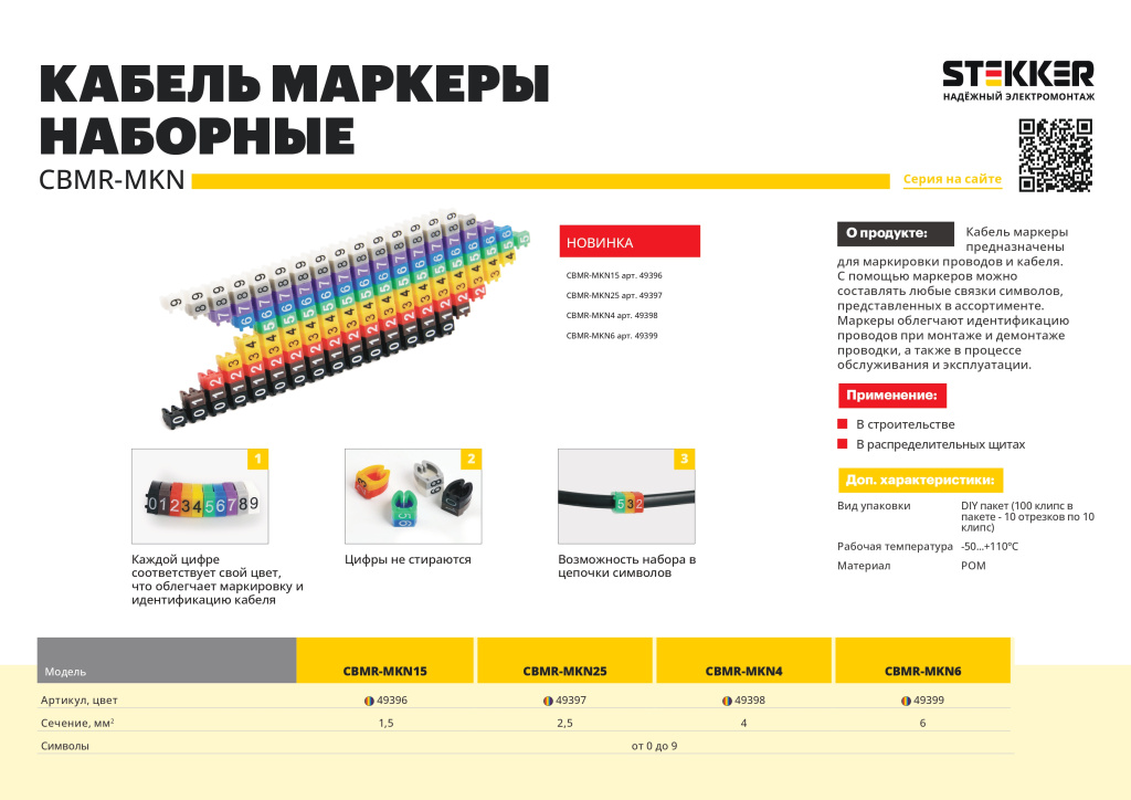 Новинка! Кабель маркеры наборные CBMR-MKN STEKKER