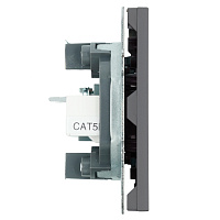 Розетка TV + компьютерная RJ-45 (механизм), STEKKER, серия Эмили, RST00-5106-10, платиново-серый, soft touch 49950