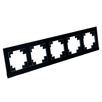 Рамка 5-местная, стекло, STEKKER, GFR00-7005-05,серия Катрин, черный 39641