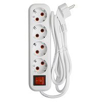 Удлинитель трехместный с/з  с выключ. STEKKER HM07-31-05 3x1мм2, 5м, серия Home (У16А-002), белый 49355