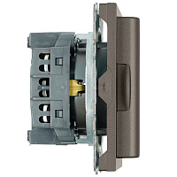 Розетка 1-местная с крышкой с защ. штор, STEKKER, с/з, IP42, 250В, 16А, серия Эмили, RST16-5112-09, антрацит, soft touch 49933