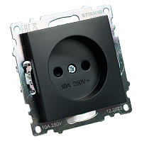 Розетка 1-местная б/з (механизм), STEKKER GLS10-7109-05, 250V, 10А с защитной шторкой, серия Катрин, черный 39609