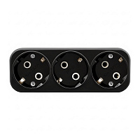 Разветвитель сетевой 3-местный с/з STEKKER ADP16-23-20, 250V, 16A, ABS пластик, черный 50681
