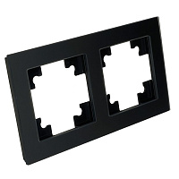 Рамка 2-местная, стекло, STEKKER GFR00-7002-05М, серия Катрин, черный матовый 49601