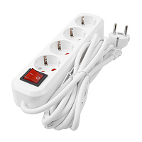 Удлинитель четырехместный с/з с выключателем STEKKER HM03-41-05 3x0,75, 5м, серия Home (У10А-003), белый 39525