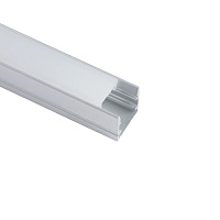 Профиль алюминиевый накладной, 10х10мм, серебро, CAB243 (в комплекте с матовым экраном, 2 заглушками, 4 крепежами) FERON