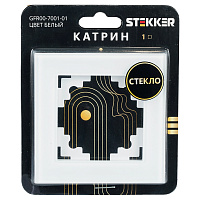 Рамка 1-местная, стекло, STEKKER, GFR00-7001-01, серия Катрин, белый 39517