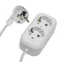 Удлинитель Stekker 2-местный с/з STEKKER, HM01-21-02, 2м, 3x0,75, серия Home (У10-001), белый  39205