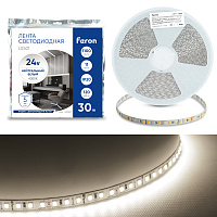 Светодиодная LED лента Feron LS501, 120SMD(2835)/м 11Вт/м 24V 30000*8*1.22мм 4000К 30м IP20