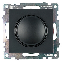Выключатель диммирующий (механизм), STEKKER GLS10-7106-05, 250V, 500W, серия Катрин, черный 39615