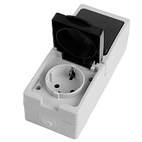 Блок вертикальный: розетка 1-местная с/з+  выключатель 1-клавишный STEKKER, PST16-11-54/10-111-54, серый/графит  49725