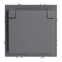 Розетка 1-местная с крышкой с защ. штор, STEKKER, б/з, IP42, 250В, 16А, серия Эмили, RST16-5113-10, платиново-серый, soft touch 49956