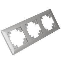 Рамка STEKKER, PFR00-7003-03 3-местная, пластик, серия Катрин, серебро 39799 Рамка STEKKER, PFR00-7003-03 3-местная, пластик, серия Катрин, серебро 39799