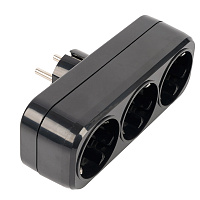 Разветвитель сетевой 3-местный с/з STEKKER ADP16-23-20, 250V, 16A, ABS пластик, черный 50681