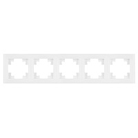 Рамка 5-местная, стекло, STEKKER, GFR00-7005-01, серия Катрин, белый 39637