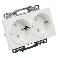 Розетка 2-местная с/з (механизм), STEKKER GLS16-7114-01, с защитной шторкой, 250В, 16А, серия Катрин, белый 39574