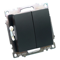 Переключатель 2-клавишный (механизм), STEKKER GLS10-7107-05, 250V, 10А, серия Катрин, черный 49167