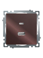 Розетка 2-местная USB + type C, STEKKER GLS10-7116-04, 250В, 3А, max 20W,серия Катрин, шоколад 50057 Розетка 2-местная USB + type C, STEKKER GLS10-7116-04, 250В, 3А, max 20W,серия Катрин, шоколад 50057