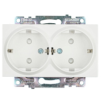 Розетка 2-местная с/з (механизм), STEKKER GLS16-7114-01, с защитной шторкой, 250В, 16А, серия Катрин, белый 39574