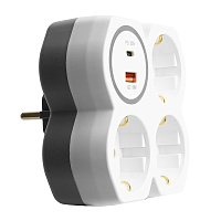 Разветвитель сетевой на 3 выхода с/з, STEKKER, 250В, 16А, USB A+Type C, 2,4А, PD, белый/серый ADP16-17-20  50110 Разветвитель сетевой на 3 выхода с/з, STEKKER, 250В, 16А, USB A+Type C, 2,4А, PD, белый/серый ADP16-17-20  50110