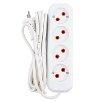 Удлинитель 4-местный б/з Stekker, HM01-40-03, 3м, 2x0,75, серия Home (У10-429), белый 39217