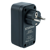 Сетевой фильтр 1-местный с/з STEKKER 220В, 16А, с выключателем, серия Nova, HM81-11-2, черный 50691