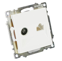 Розетка телевизионная 1-местная (механизм), STEKKER GLS00-7106-01, 75 Ом, 5-862МГц, серия Катрин, белый 49181