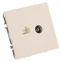 Розетка TV + компьютерная RJ-45 (механизм), STEKKER, серия Эмили, RST00-5106-08, кашемир, soft touch 49898