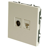 Розетка TV + компьютерная RJ-45 (механизм), STEKKER, серия Эмили, RST00-5106-01, белый фарфор, soft touch  49872 Розетка TV + компьютерная RJ-45 (механизм), STEKKER, серия Эмили, RST00-5106-01, белый фарфор, soft touch  49872