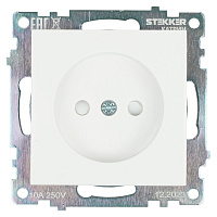 Розетка 1-местная б/з (механизм), STEKKER GLS10-7109-01, 250V, 10А с защитной шторкой, серия Катрин, белый 39303