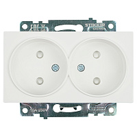Розетка 2-местная б/з (механизм), STEKKER GLS10-7113-01, 250V, 10А с защитной шторкой, серия Катрин, белый 39573