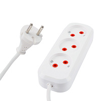 Удлинитель 3-местный б/з Stekker, HM01-30-07, 7м, 2x0,75, серия Home (У10-430), белый 39212