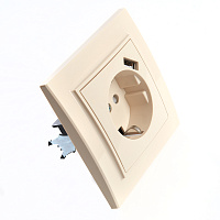 Розетка 1-местная с/з, STEKKER, PST16-9011-02 250В, 16А с защитной шторкой и с USB, серия Эрна, слоновая кость 39237 Розетка 1-местная с/з, STEKKER, PST16-9011-02 250В, 16А с защитной шторкой и с USB, серия Эрна, слоновая кость 39237