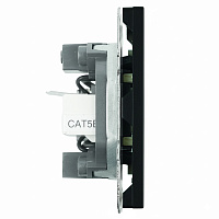 Розетка TV + компьютерная RJ-45 (механизм), STEKKER, RST00-5106-05, серия Эмили, черный уголь, soft touch 49846