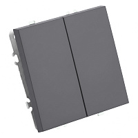 Выключатель 2-клавишный (механизм), СЗК, STEKKER, 250В, 10А, серия Эмили, RSW10-5104-10ZK, платиново-серый, soft touch 50239