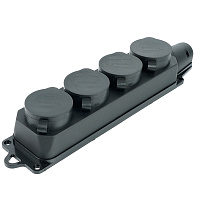 Розетка переносная 4-местная c/з, STEKKER, RST16-24-44, 250В, 16А, IP44, черный 39019 Розетка переносная 4-местная c/з, STEKKER, RST16-24-44, 250В, 16А, IP44, черный 39019