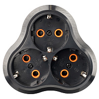 Разветвитель сетевой 3-местный с/з STEKKER ADP16-23-21, 250V, 16A, ABS пластик, черный 50682