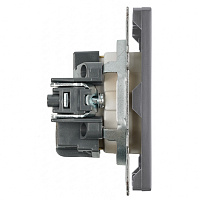 Розетка 1-местная с защитной шторкой с/з (механизм), STEKKER, 250В, 16А, серия Эмили, RST16-5110-10, платиново-серый, soft touch 49958