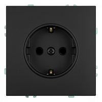 Розетка 1-местная с защитной шторкой с/з (механизм), STEKKER, 250В, 16А, серия Эмили, RST16-5110-05, черный уголь, soft touch 49854