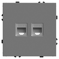 Розетка компьютерная 2-местная RJ-45 (механизм), STEKKER, серия Эмили, RST00-5111-10, платиново-серый, soft touch 49952  Розетка компьютерная 2-местная RJ-45 (механизм), STEKKER, серия Эмили, RST00-5111-10, платиново-серый, soft touch 49952
