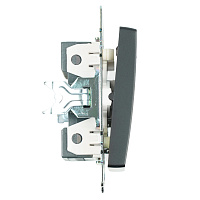 Выключатель 1-клавишный c индикатором (механизм) STEKKER GLS10-7101-05, 250В, 10А, серия Катрин, черный 39605