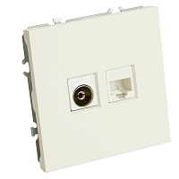 Розетка TV + компьютерная RJ-45 (механизм), STEKKER, серия Эмили, RST00-5106-01, белый фарфор, soft touch  49872 Розетка TV + компьютерная RJ-45 (механизм), STEKKER, серия Эмили, RST00-5106-01, белый фарфор, soft touch  49872