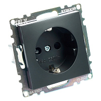 Розетка 1-местная с/з (механизм), STEKKER GLS16-7110-05, 250В, 16А с защитной шторкой, серия Катрин, черный 39610