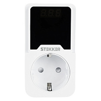 Реле напряжения для розетки регулируемое  STEKKER  VPR-200W, 230В, 16A 50689