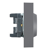 Розетка 2-местная с з/ш, с/з, СЗК, STEKKER, 250В, 16А, серия Эмили, RST16-5114-10ZK, платиново-серый, soft touch 50244