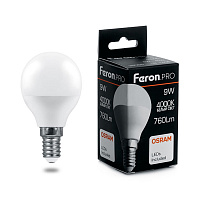 Лампа светодиодная Feron.PRO LB-1409 Шарик E14 9W 175-265V 4000K 38078 Лампа светодиодная Feron.PRO LB-1409 Шарик E14 9W 175-265V 4000K 38078